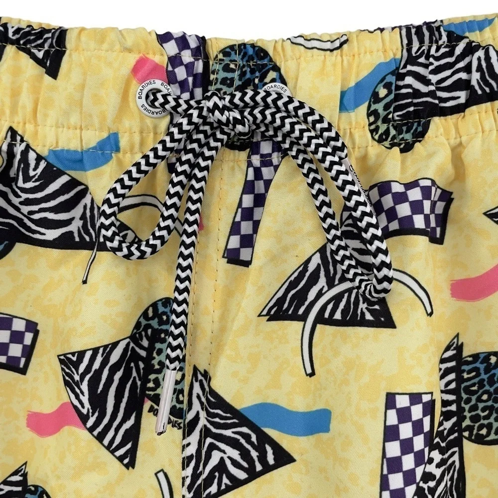 NEW Boardies Swim Trunks Novelty 80s Print Yellow 5